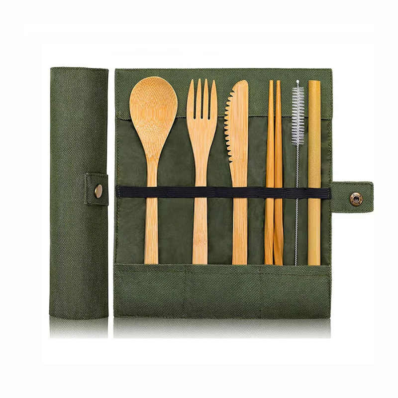 Bamboo Cutlery Travel - 대나무 여행 식기 재사용 가능한 휴대용