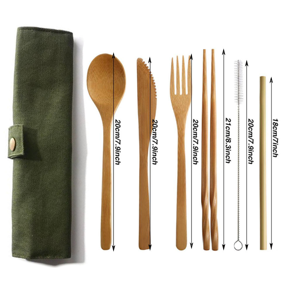 재사용 가능한 대나무 수저 세트 대나무 빨대 식기 세트 - Bamboo Cutlery Travel 리뷰 및 가격