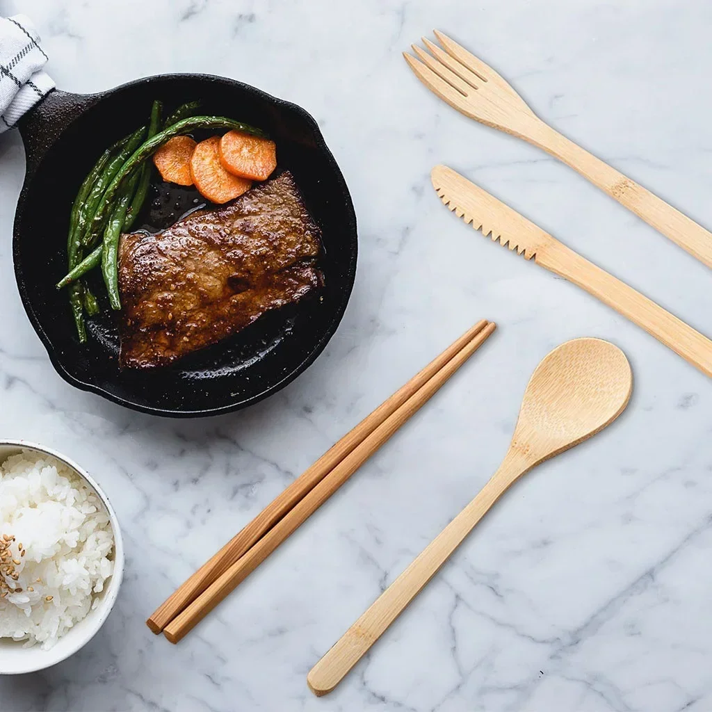 재사용 가능한 대나무 여행용 수저 세트 휴대용 나무 포 - Bamboo Cutlery Travel 리뷰 및 가격