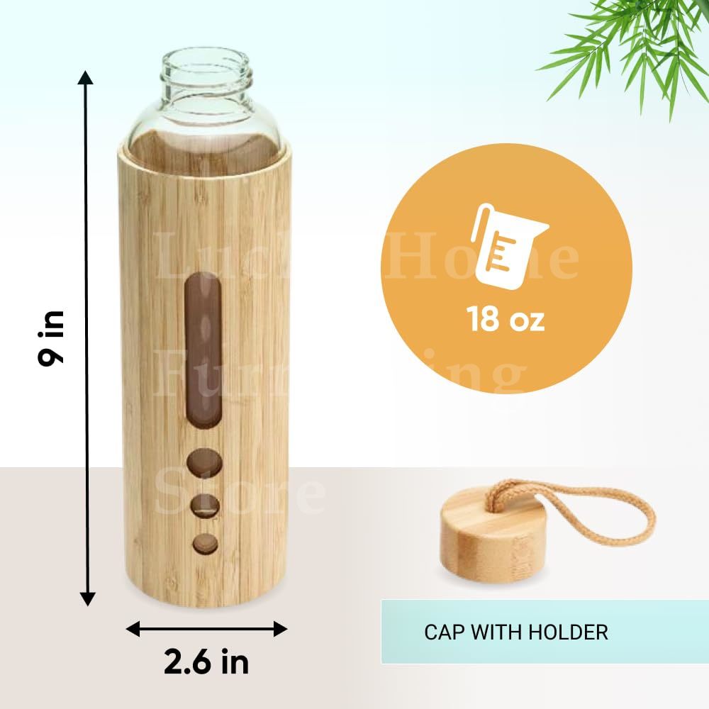 550ML 붕규산 유리 물병 대나무 슬리브 커버 친환경 - Bamboo Cutlery Travel 리뷰 및 가격